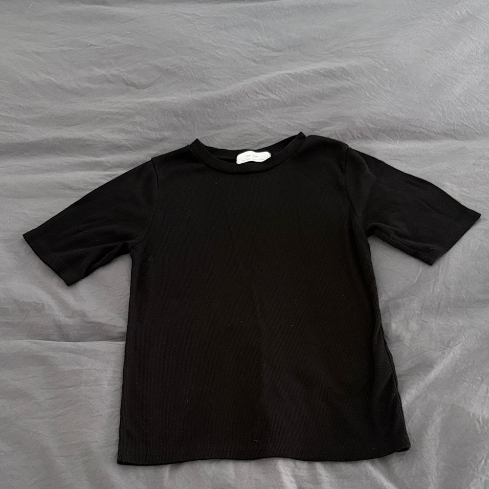 Oak + Fort Black Ribbed T-Shirt small EUC